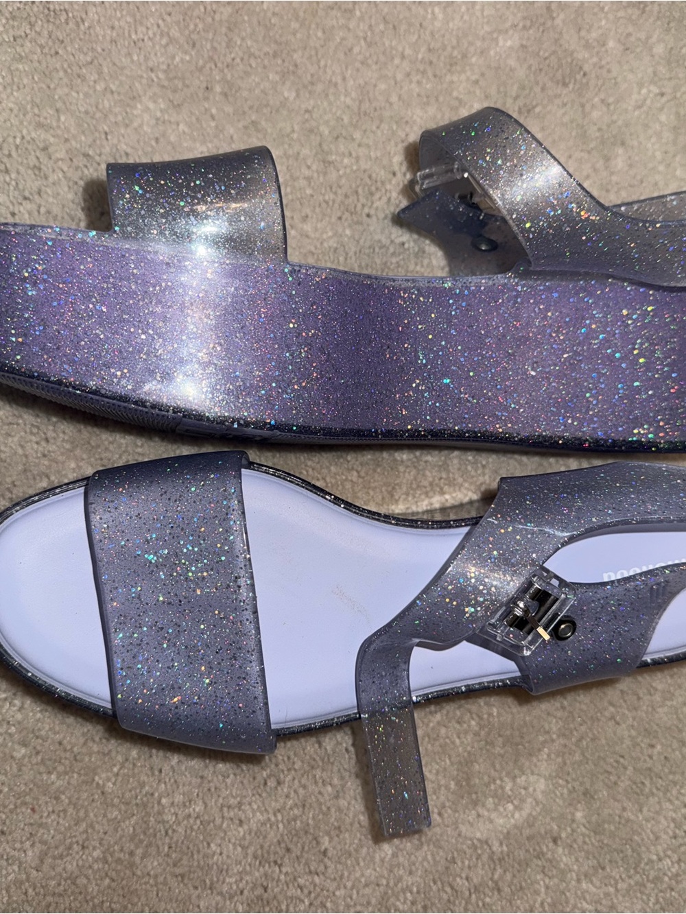 Melissa jelly glitter wedge sandals size 9